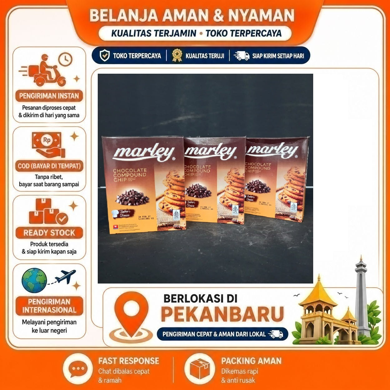 [SDW] pekanbaru/150 gr Marley Chocolate Compound Chip Baker's Choice Cokelat Paduan Coklat Halal Mix
