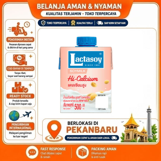 Pekanbaru 500ml Lactasoy Hi-Calcium Soymilk Minuman Nabati Susu Non-Dairy Kacang Kedelai Halal