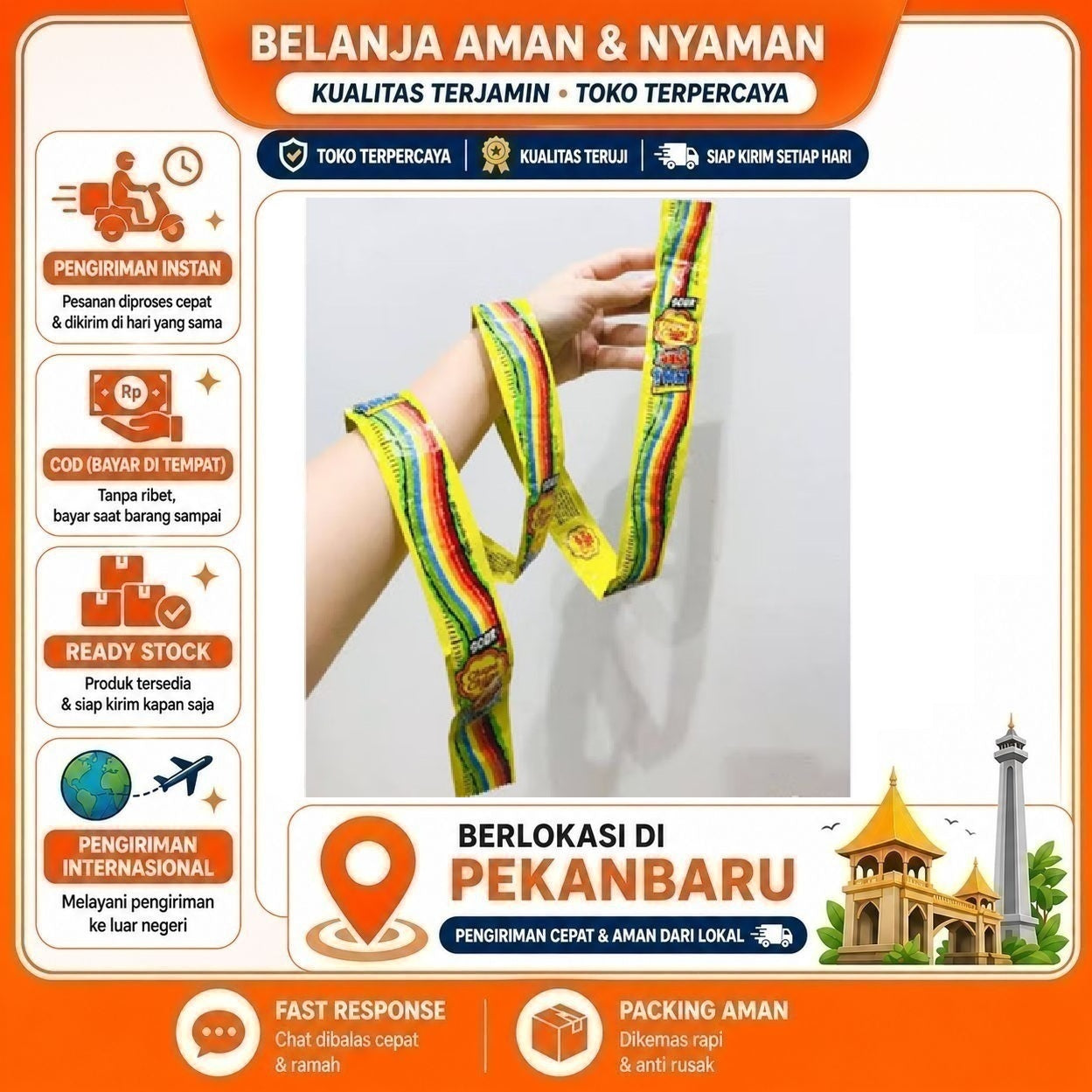[SDW] pekanbaru/CHUPA CHUPS Permen Jelly Sour Belt 1 Meter 50g Kenyal Asam Manis Warna Pelangi Chewy