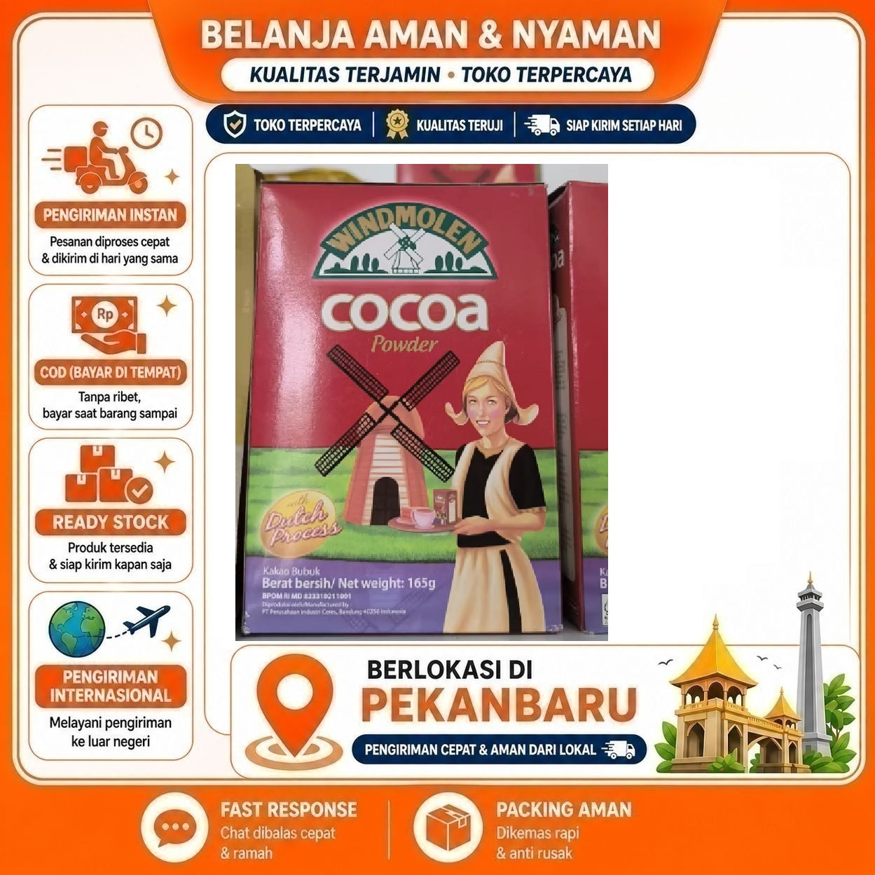 [SDW] pekanbaru/165 gr Windmolen Cocoa Powder Bubuk Kakao Serbaguna Bahan Kue Cake Minuman Cokelat