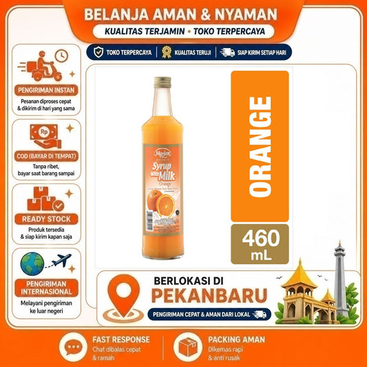Pekanbaru 460ml Marjan Boudoin Syrup With Milk Orange Flavor Sirup Susu Rasa Buah Jeruk Halal