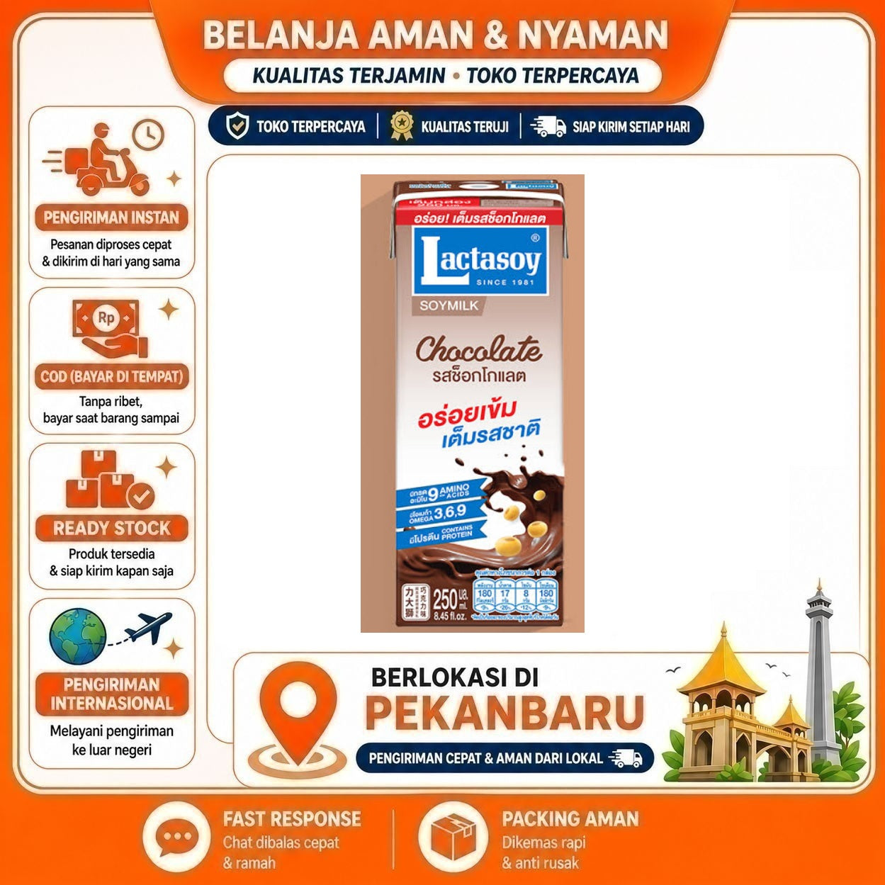 [SDW] pekanbaru/250ml Lactasoy Soymilk Chocolate Flavor Minuman Susu Kacang Kedelai Rasa Cokelat