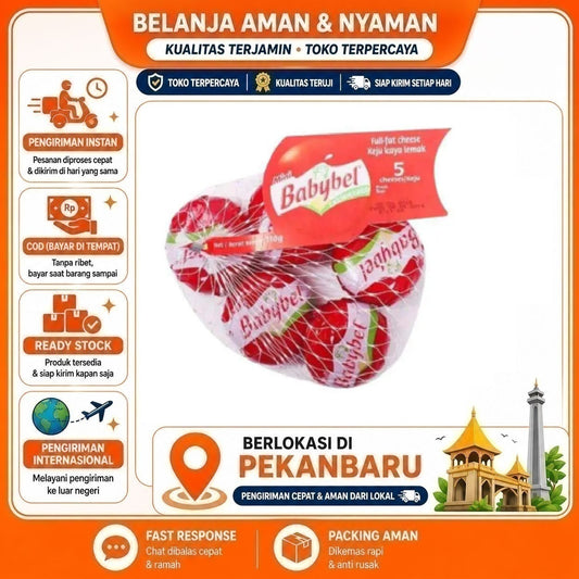 Pekanbaru 5 Pcs Babybel Keju Mini Red Wax 45% Fat 5s 110 gr Bel Cheese Camilan Sehat Makanan