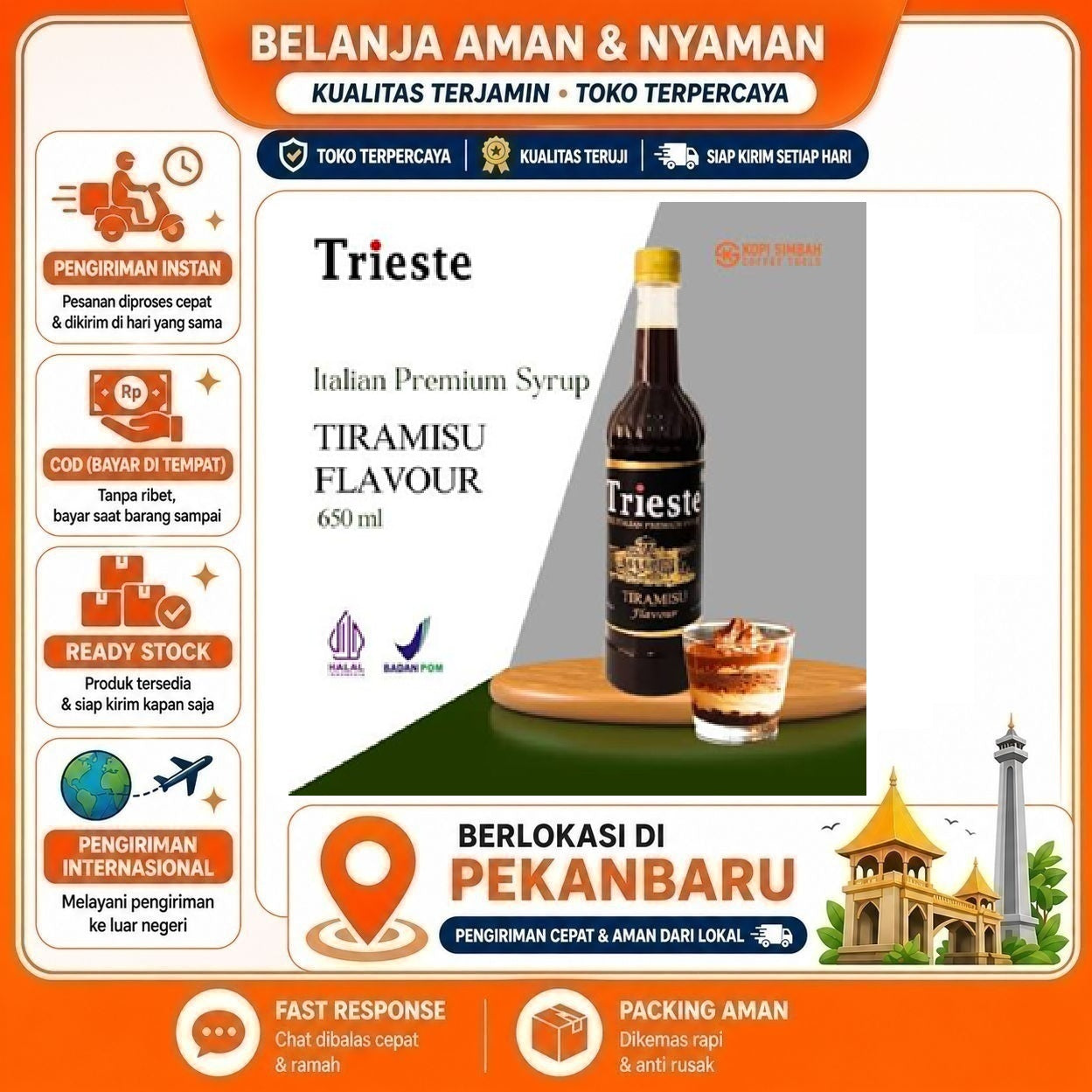 [SDW] pekanbaru/650ml Trieste Tiramisu Flavour The Italian Premium Syrup Sirup Bahan Minuman Halal