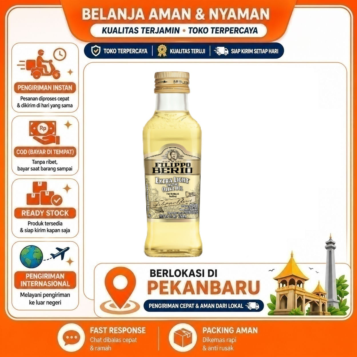 [SDW] pekanbaru/250ml Filippo Berio Extra Light Tasting Olive Oil For Frying & Baking Minyak Zaitun