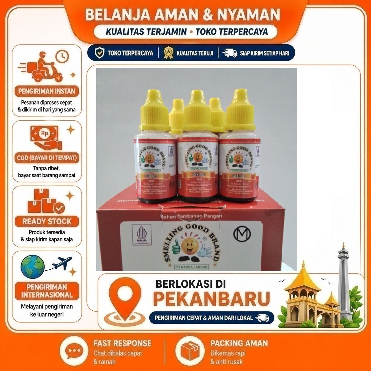 [SDW] pekanbaru/30ml Smelling Good Brand Pewarna Pangan Merah Red Halal Campuran Makanan Kue Cake