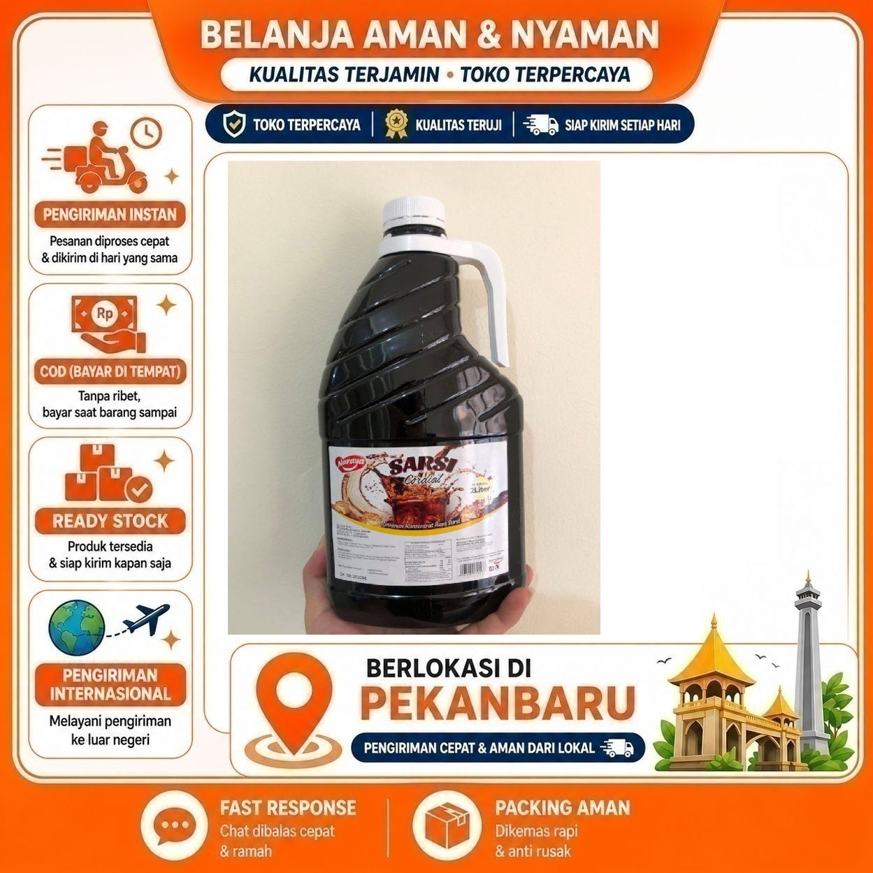 [SDW] pekanbaru/2 Liter Naraya Sarsi Cordial Syrup Konsentrat Minuman Sirup Rasa Sarsaparilla Halal