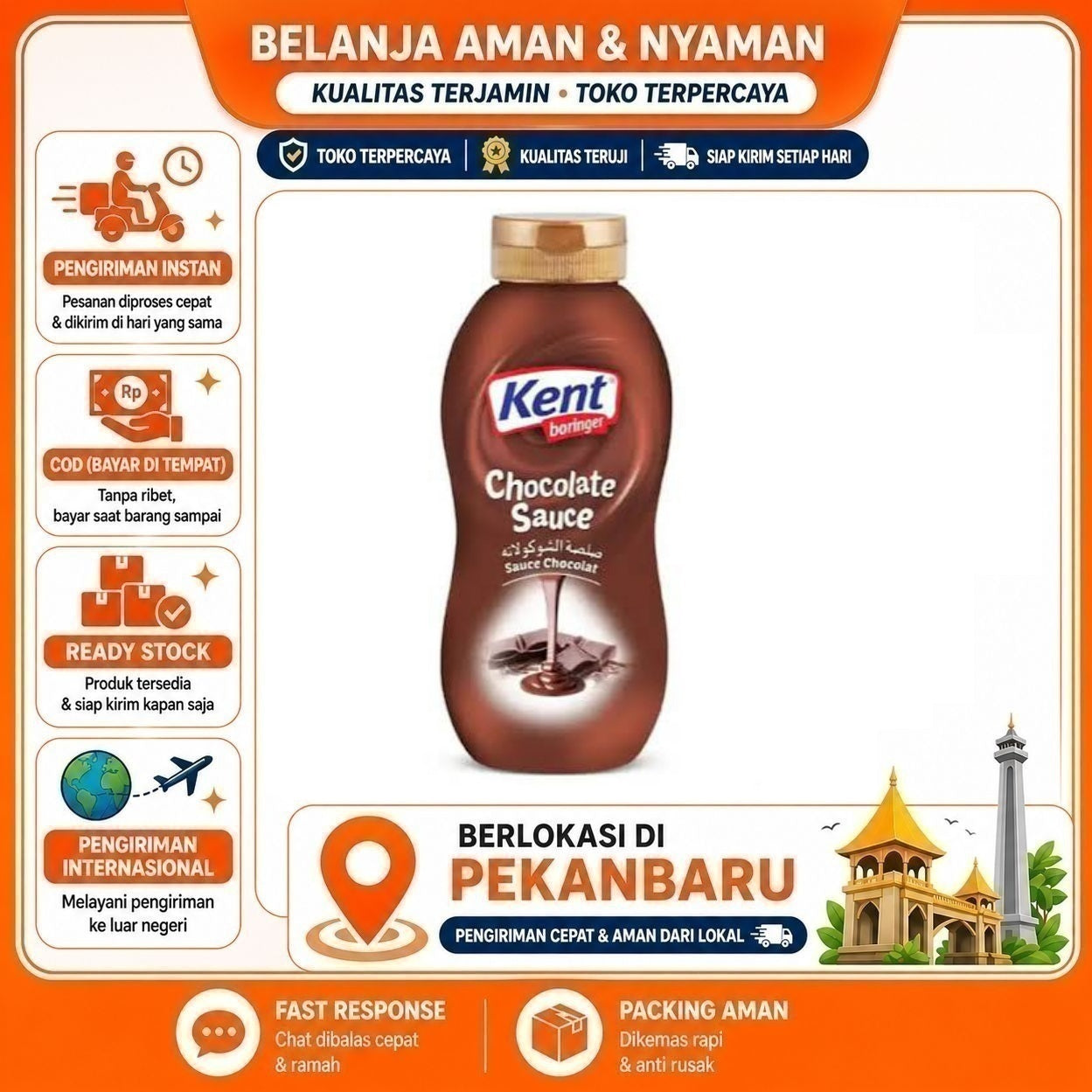 [SDW] pekanbaru/300 Gram Kent Boringer Chocolate Sauce Saus Cokelat Saos Coklat Bahan Kue Cake Mix