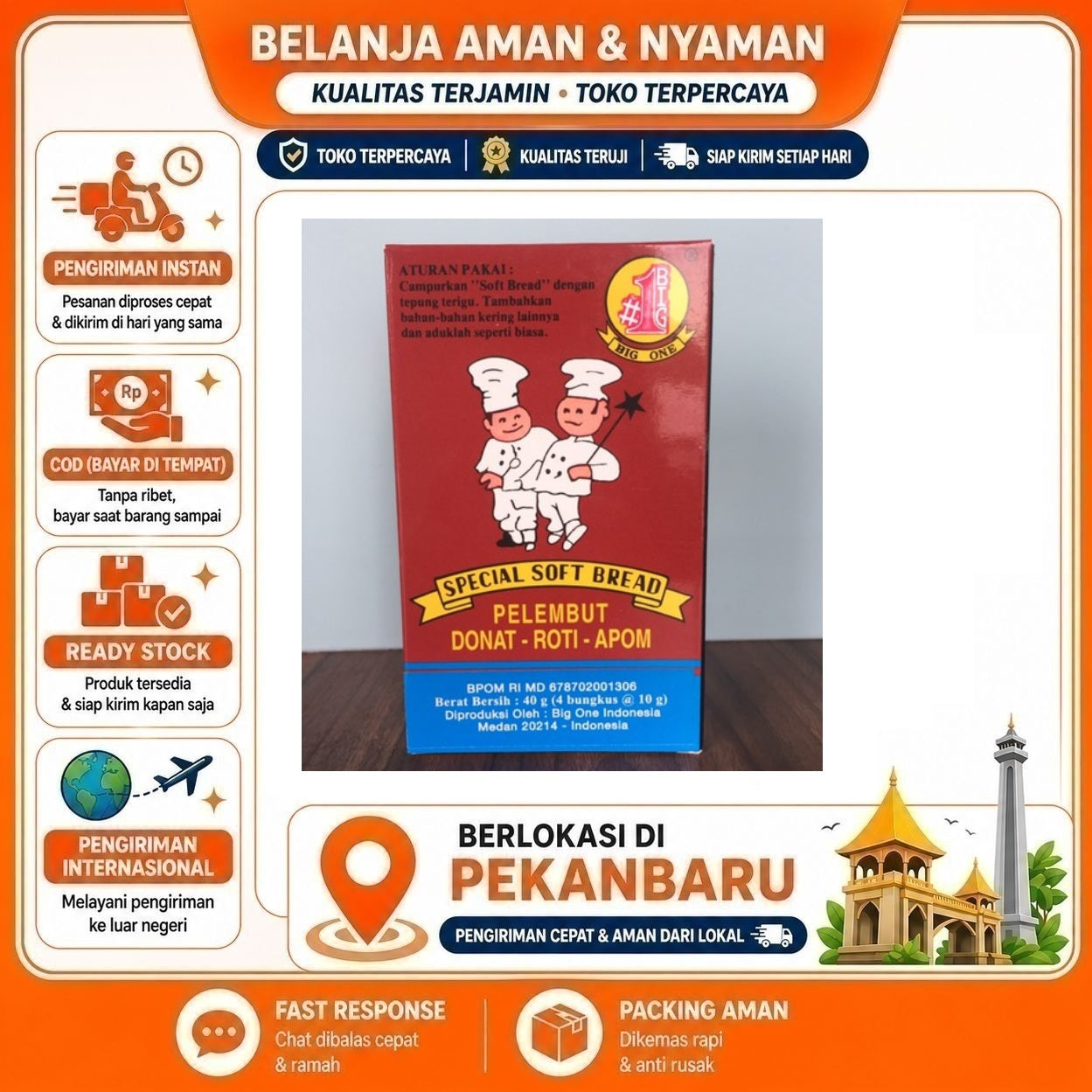 [SDW] pekanbaru/4 Saset Big Oone Soft Bread Pelembut Donat Roti Apom Bahan Baking Kue Bread Cake Mix