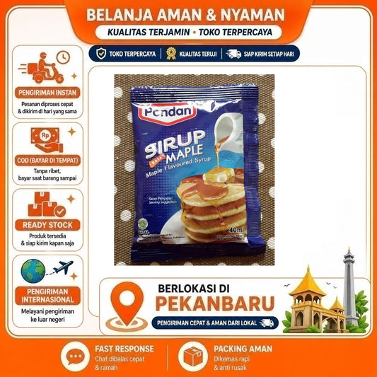 Pekanbaru 40ml Pondan Sirup Rasa Maple Flavoured Syrup Bahan Dekorasi Kue Pancake Mix Halal