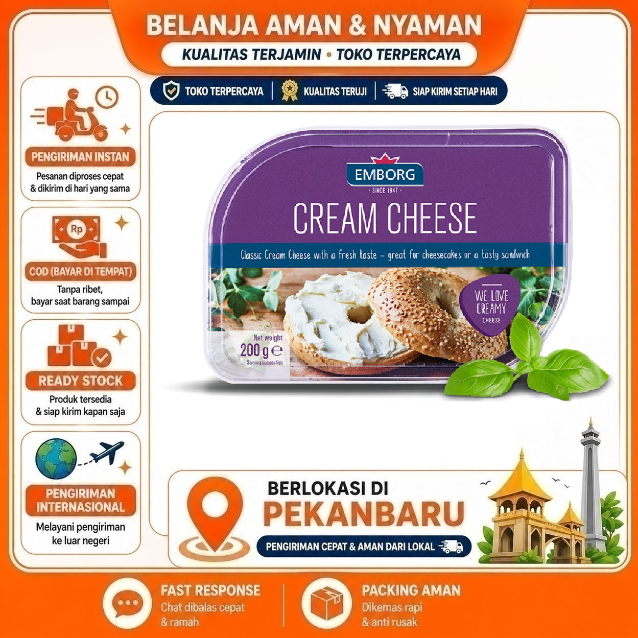 [SDW] pekanbaru/200 gr Emborg Cream Cheese Classic Creamy For Cheesecakes Tasty Sandwich