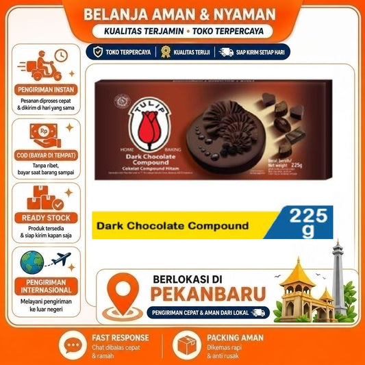 Pekanbaru 225 Gram Tulip Dark Chocolate Compound Cokelat Hitam Coklat Batang Bahan Kue Halal