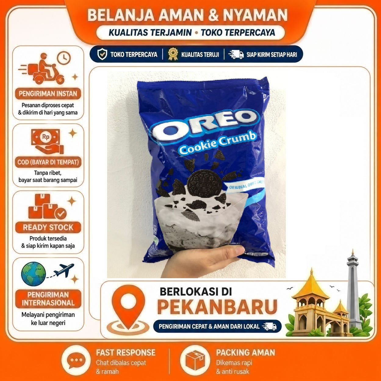 [SDW] pekanbaru/1 kg Oreo Cookie Crumb Remahan Biskuit Biscuit Crumble Bahan Makanan Dekorasi Kue