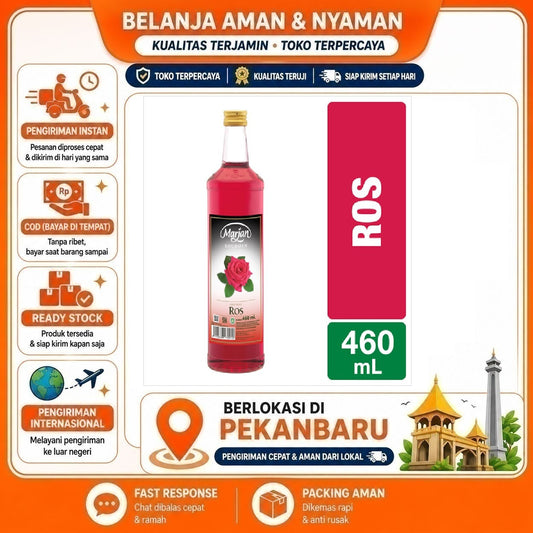 Pekanbaru 460ml Marjan Boudoin Sirup Rasa Ros Bunga Mawar Rose Syrup Bahan Minuman Halal Enak