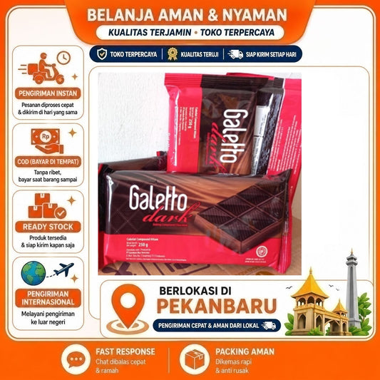 Pekanbaru 250 Gram Galetto Dark Baking Compound Chocolate Cokelat Hitam Bahan Dekorasi Kue Mix