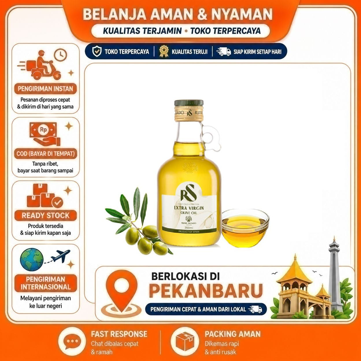 [SDW] pekanbaru/250ml Rafael Salgado Extra Virgin Olive Oil Minyak Zaitun Murni Kemasan Kaca Halal