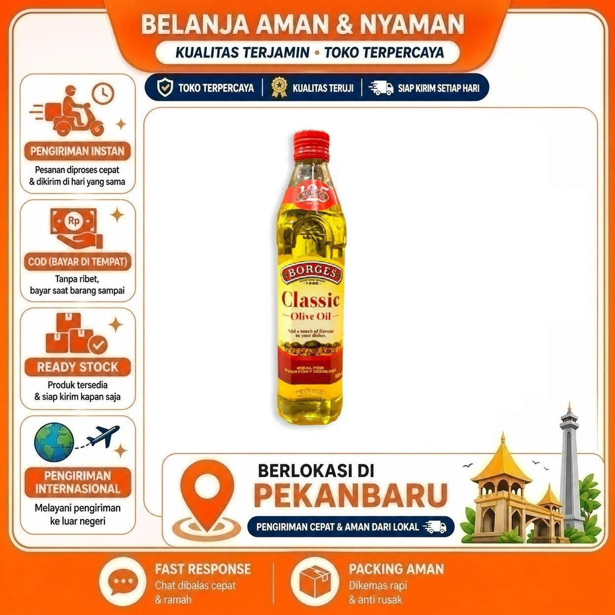 [SDW] pekanbaru/500ml Borges Classic Olive Oil Ideal For Everday Cooking Minyak Zaitun Serbaguna