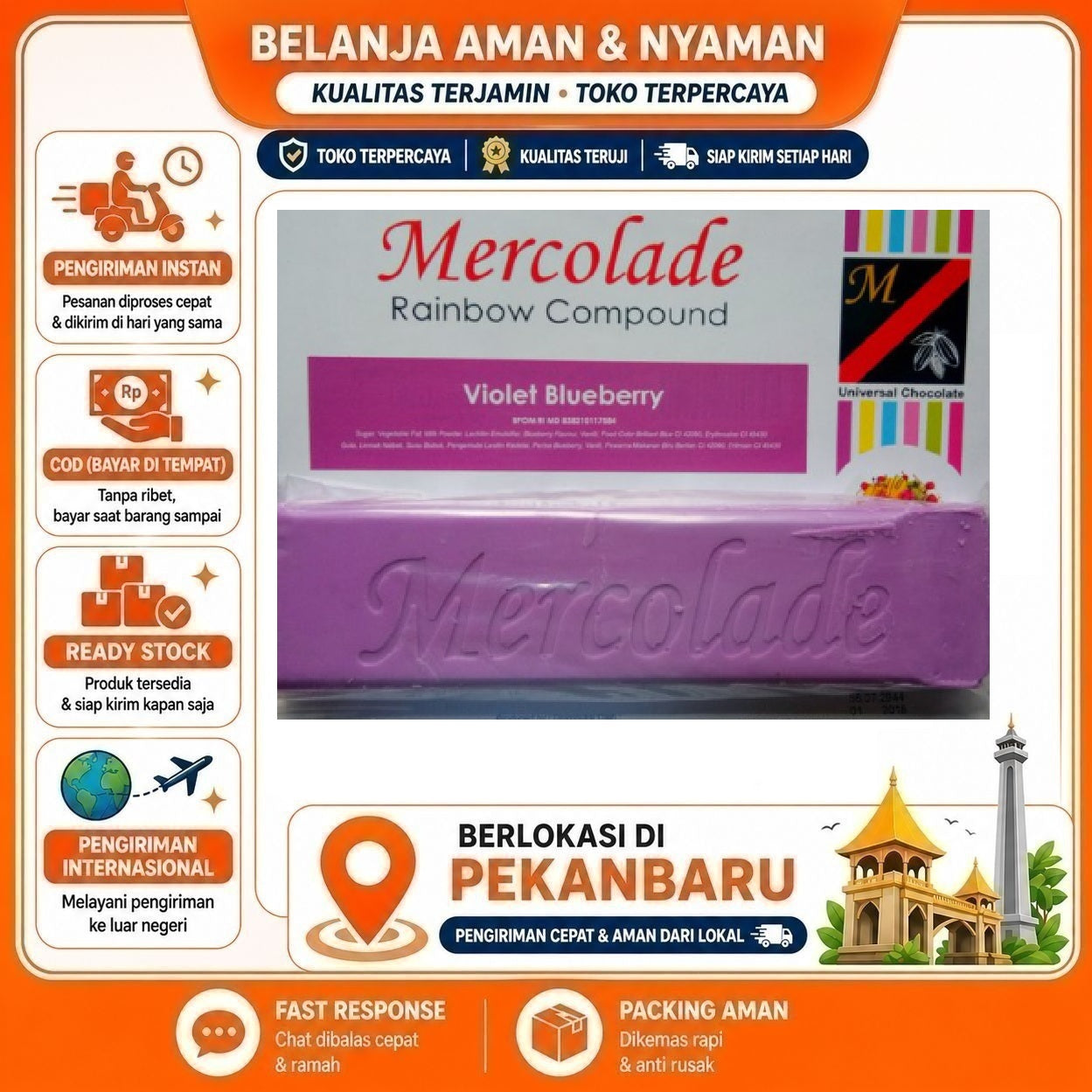 [SDW] pekanbaru/Mercolade Violet Blueberry 1 Batang Rainbow Compound Potongan Ungu Rasa Blueberi Kue