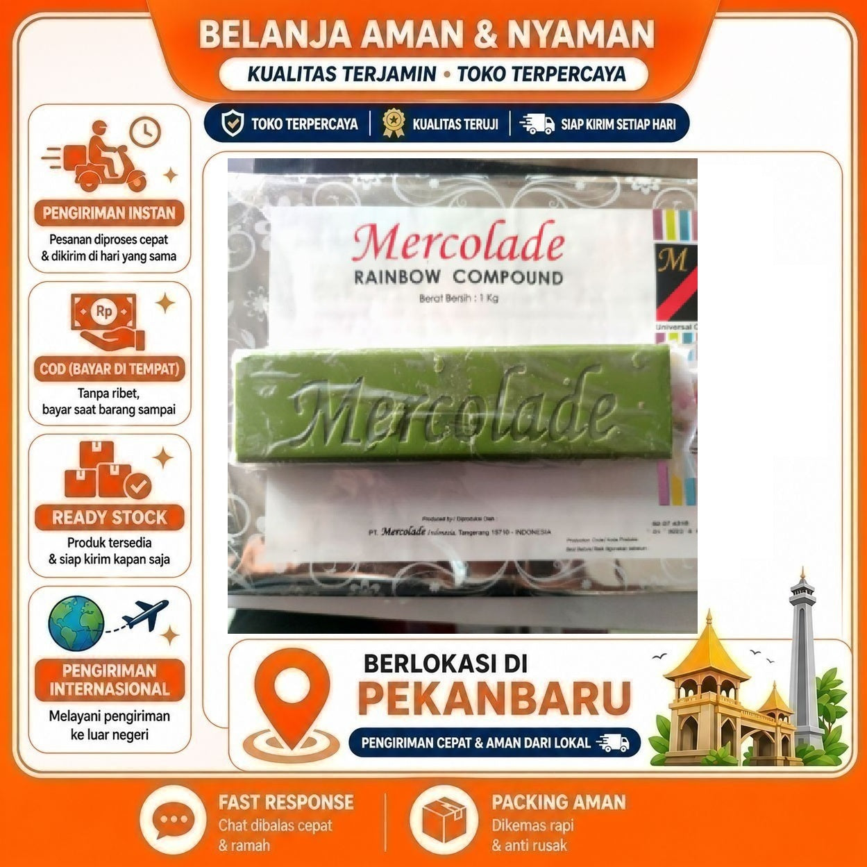 [SDW] pekanbaru/Mercolade Green Tea 1 Batang Rainbow Compound Potongan Rasa Teh Hijau Bahan Kue