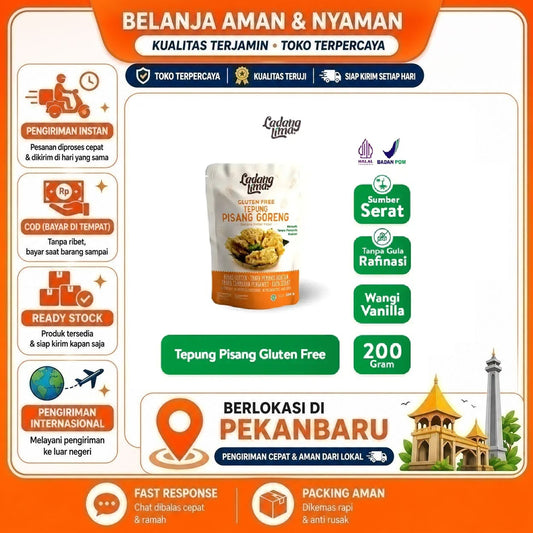 Pekanbaru 200 Gram Ladang Lima Tepung Pisang Goreng Bebas Gluten Tanpa Pemanis Buatan Halal