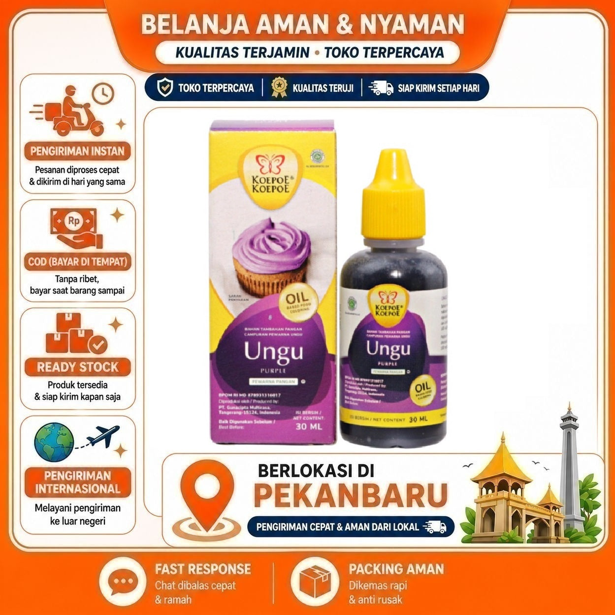 [SDW] pekanbaru/30ml Koepoe Koepoe Ungu Oil Based Food Coloring Campuran Pewarna Kue Makanan Halal