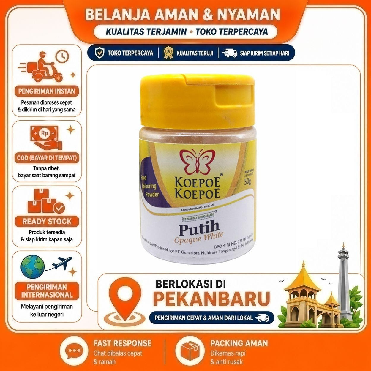 [SDW] pekanbaru/50 gr Koepoe Koepoe Pewarna Makanan Putih Warna Opaque White Kemasan Ekonomis Halal