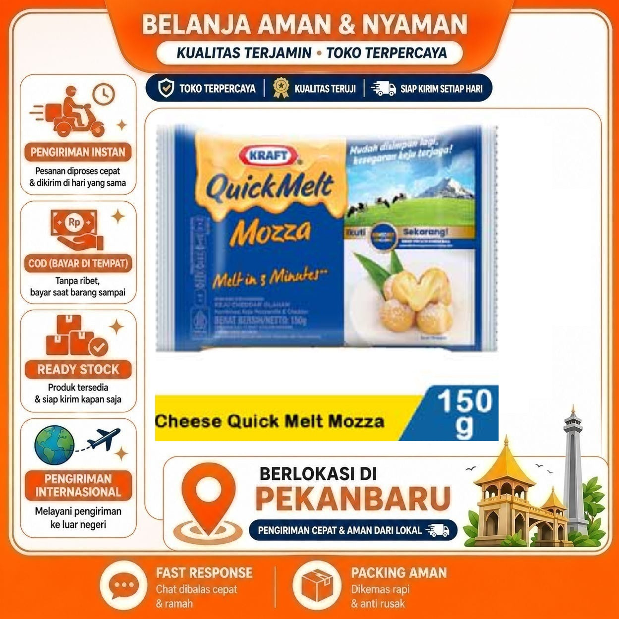 [SDW] pekanbaru/150 Gram Kraft Quick Melt Mozza Cheese Keju Mudah Meleleh Praktis Bahan Makanan 150g