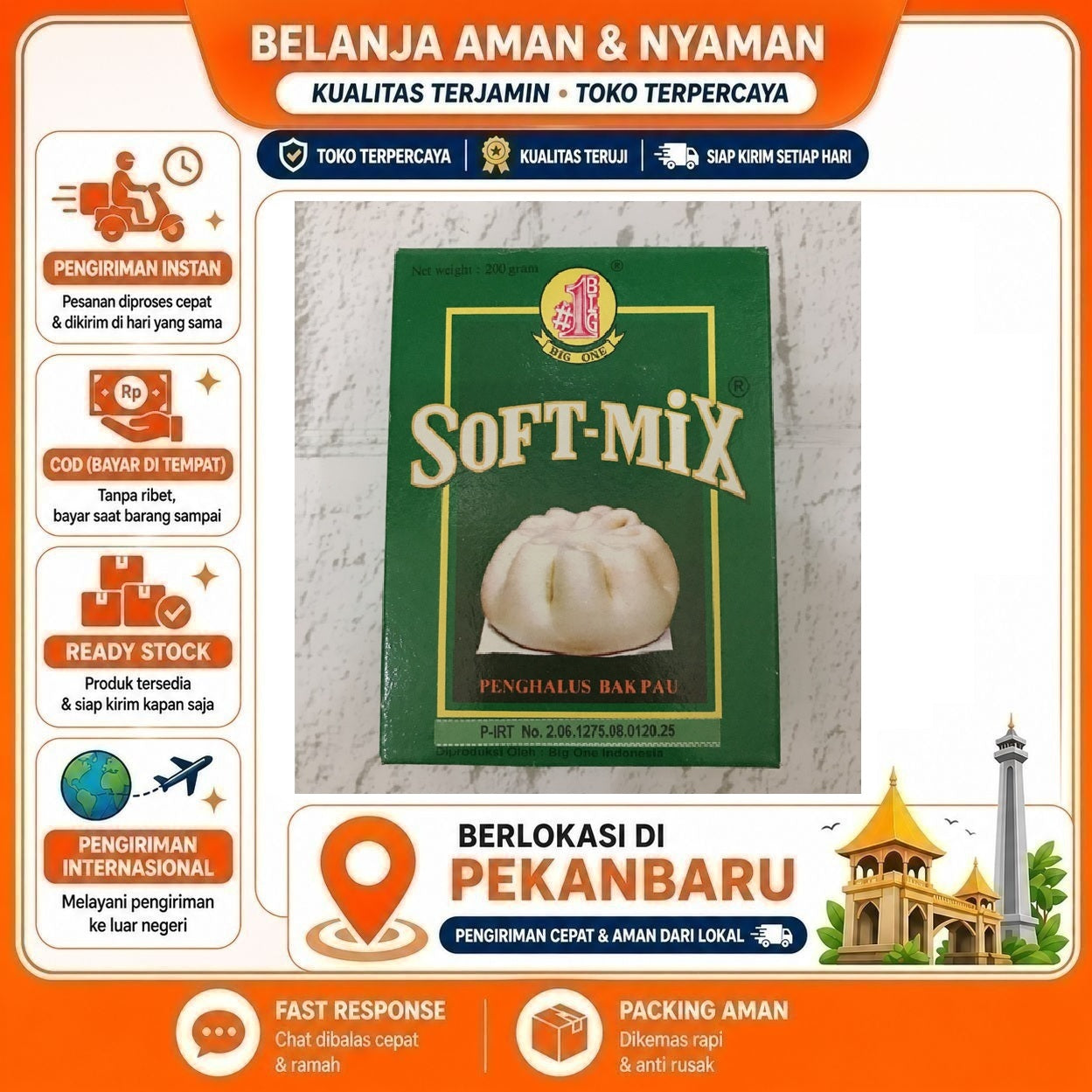[SDW] pekanbaru/200 Gram Big One Soft Mix Penghalus Bakpau Lezat Lembut Bahan Baking Kue Makanan