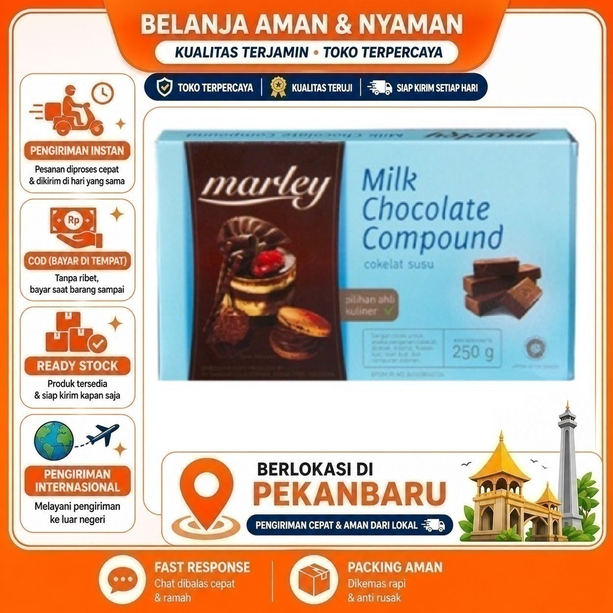 [SDW] pekanbaru/250 Gram Marley Milk Chocolate Compound Cokelat Susu Batang Coklat Bahan Kue Halal
