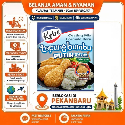Pekanbaru 850 Gram Kobe Tepung Bumbu Putih Bebas Gluten Free Coating Mix Resep XXL Chicken