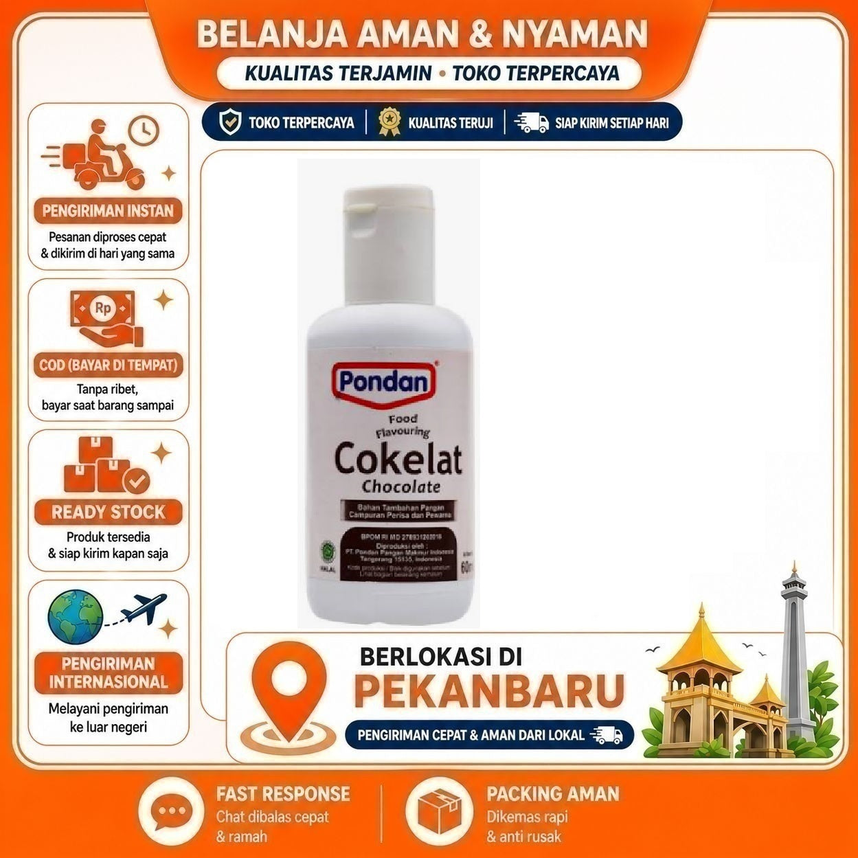 [SDW] pekanbaru/60ml Pondan Food Flavouring Chocolate Rasa Cokelat Bahan Campuran Perisa & Pewarna