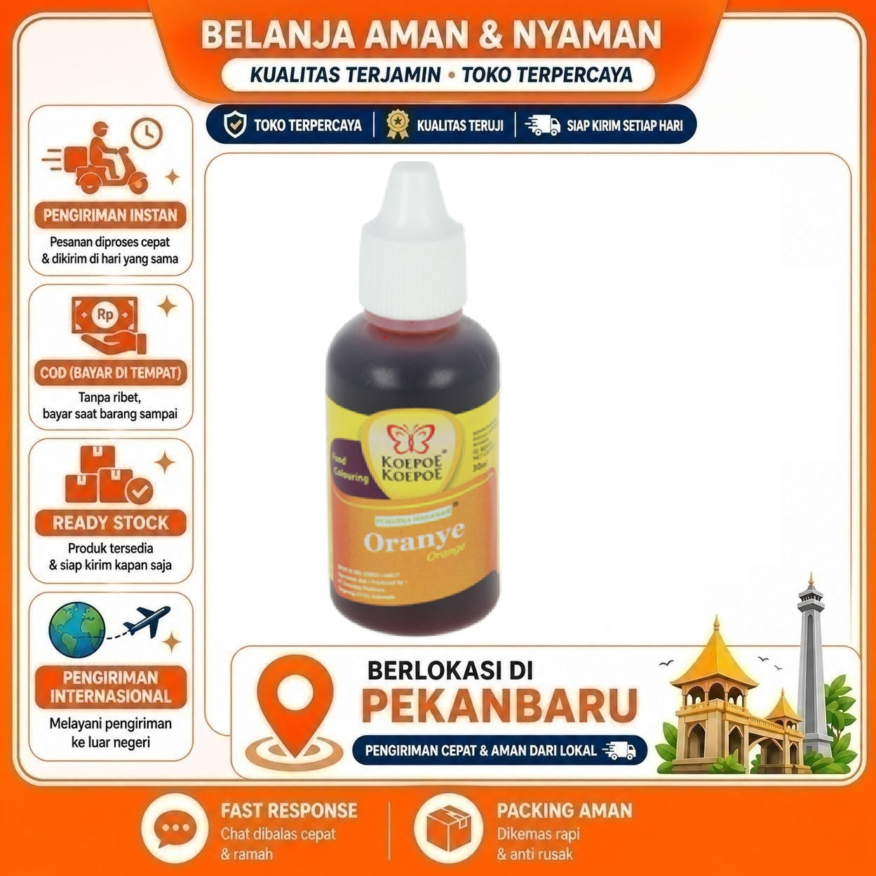 [SDW] pekanbaru/30ml Koepoe Koepoe Pewarna Makanan Oranye Orange Oren Bagus Food Colouring Halal
