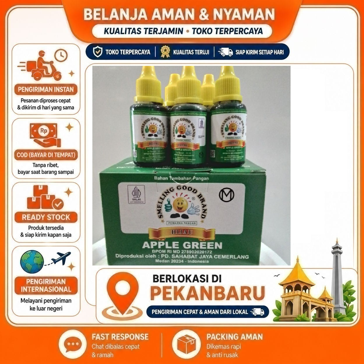 [SDW] pekanbaru/30ml Smelling Good Brand Pewarna Pangan Hijau Apple Green Halal Campuran Makanan Kue