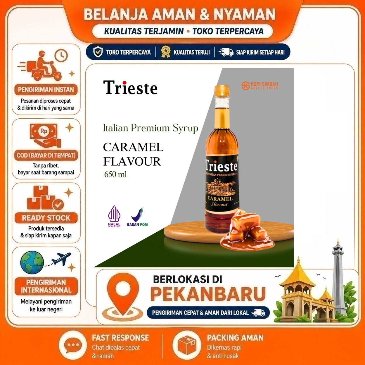 [SDW] pekanbaru/650ml Trieste Caramel Flavour The Italian Premium Syrup Sirup Karamel Asin Halal
