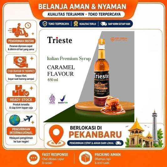 Pekanbaru 650ml Trieste Caramel Flavour The Italian Premium Syrup Sirup Karamel Asin Halal