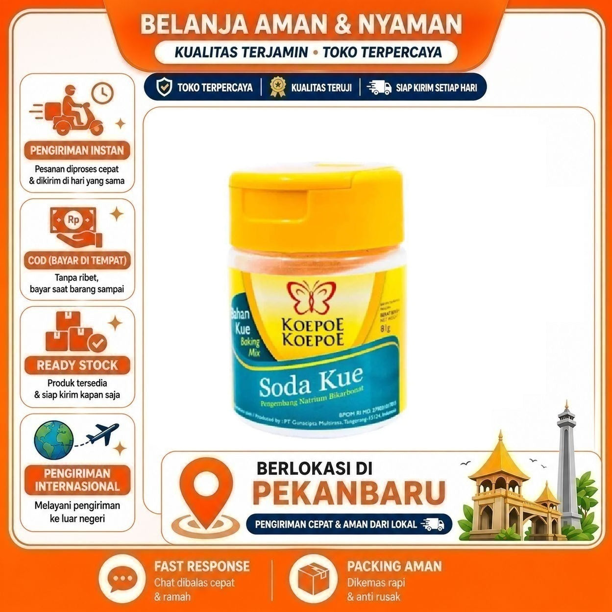 [SDW] pekanbaru/Soda Kue Cap Koepoe Koepoe 81gr - Pengembang Kue, Bahan Kue, Sodium Bicarbonate Cake