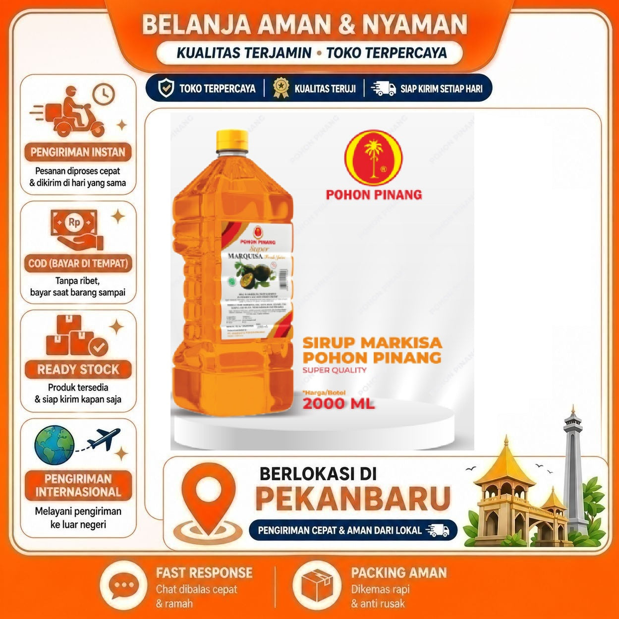 [SDW] pekanbaru/2 Liter Sirup Markisa Pohon Pinang Super Quality Passion Fruit Syrup Bahan Minuman