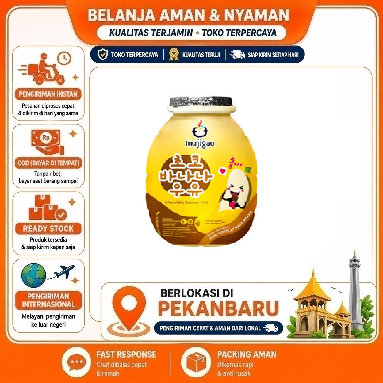 [SDW] pekanbaru/250ml Mujigae Banana Milk Chocolate Flavour Minuman Susu Rasa Buah Cokelat Halal
