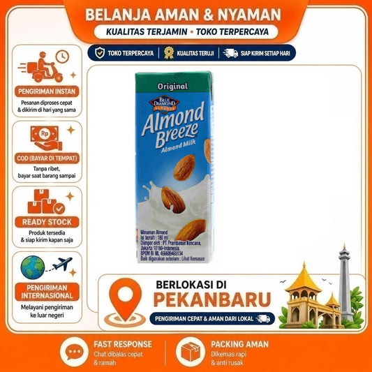 Pekanbaru 180ml Almond Breeze Milk Original Flavor Blue Diamond Minuman Susu Non-Dairy Halal