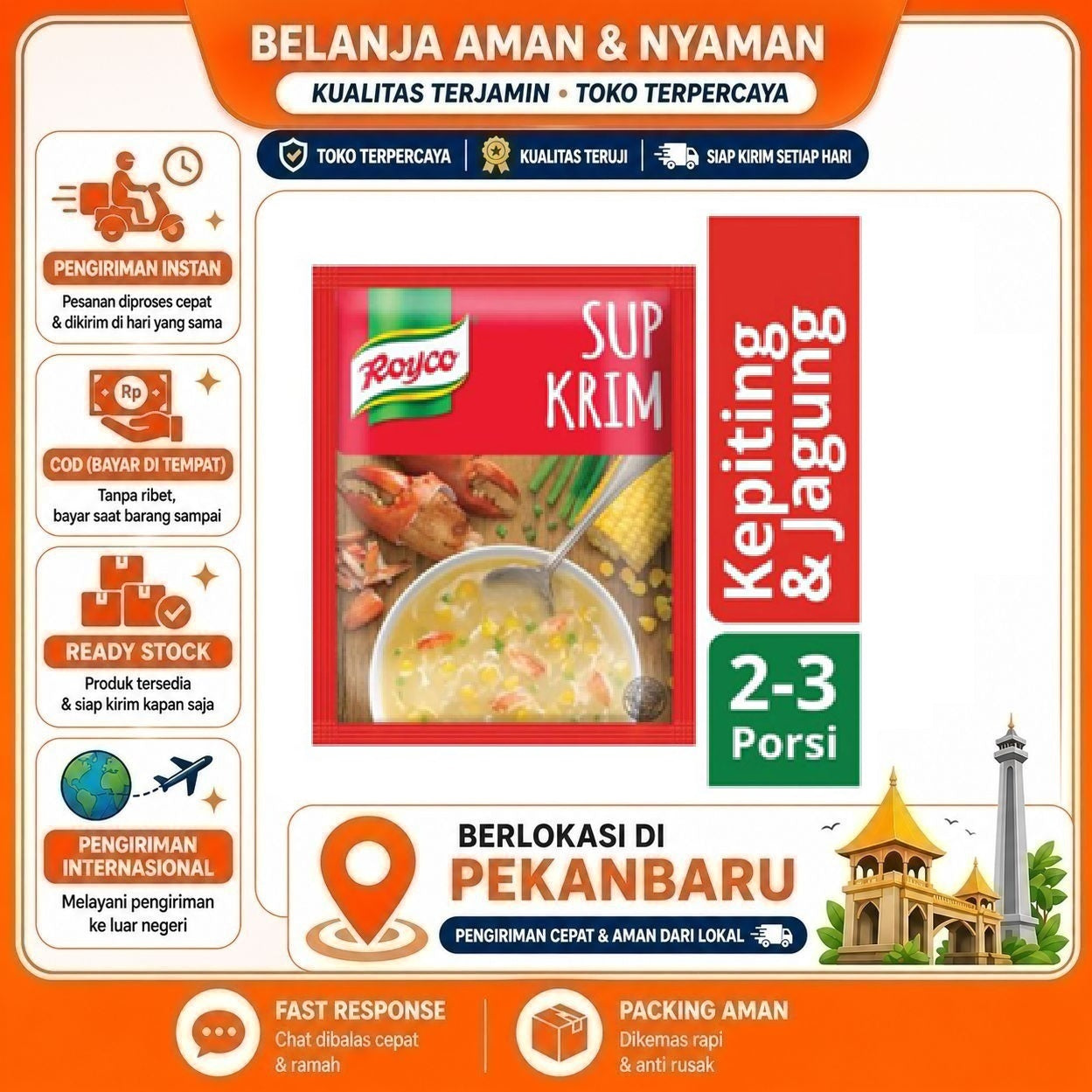 [SDW] pekanbaru/44 Gram Royco Sup Krim Kepiting & Jagung Kebutuhan Memasak Crab Corn Soup Base Halal