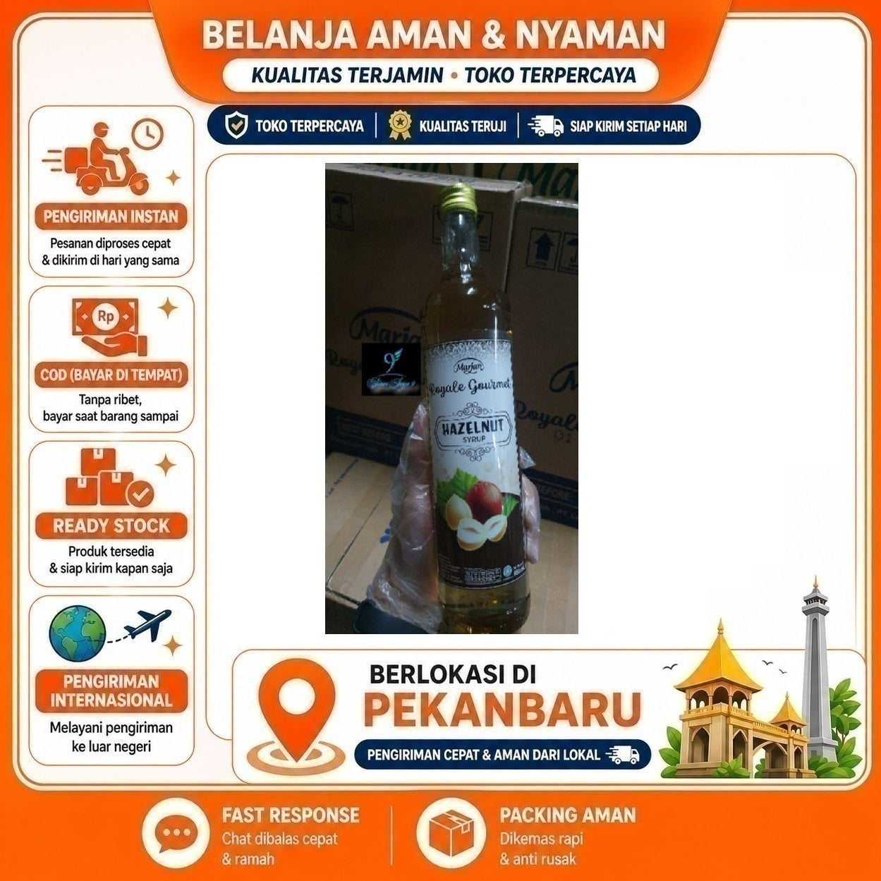 [SDW] pekanbaru/650ml Marjan Royale Gourmet Hazelnut Syrup Sirup Bahan Campuran Minuman Mix Drink