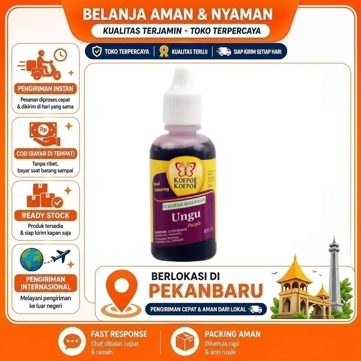 [SDW] pekanbaru/30ml Koepoe Koepoe Pewarna Makanan Ungu Purple Bahan Kue Cake Mix Makanan Food Halal