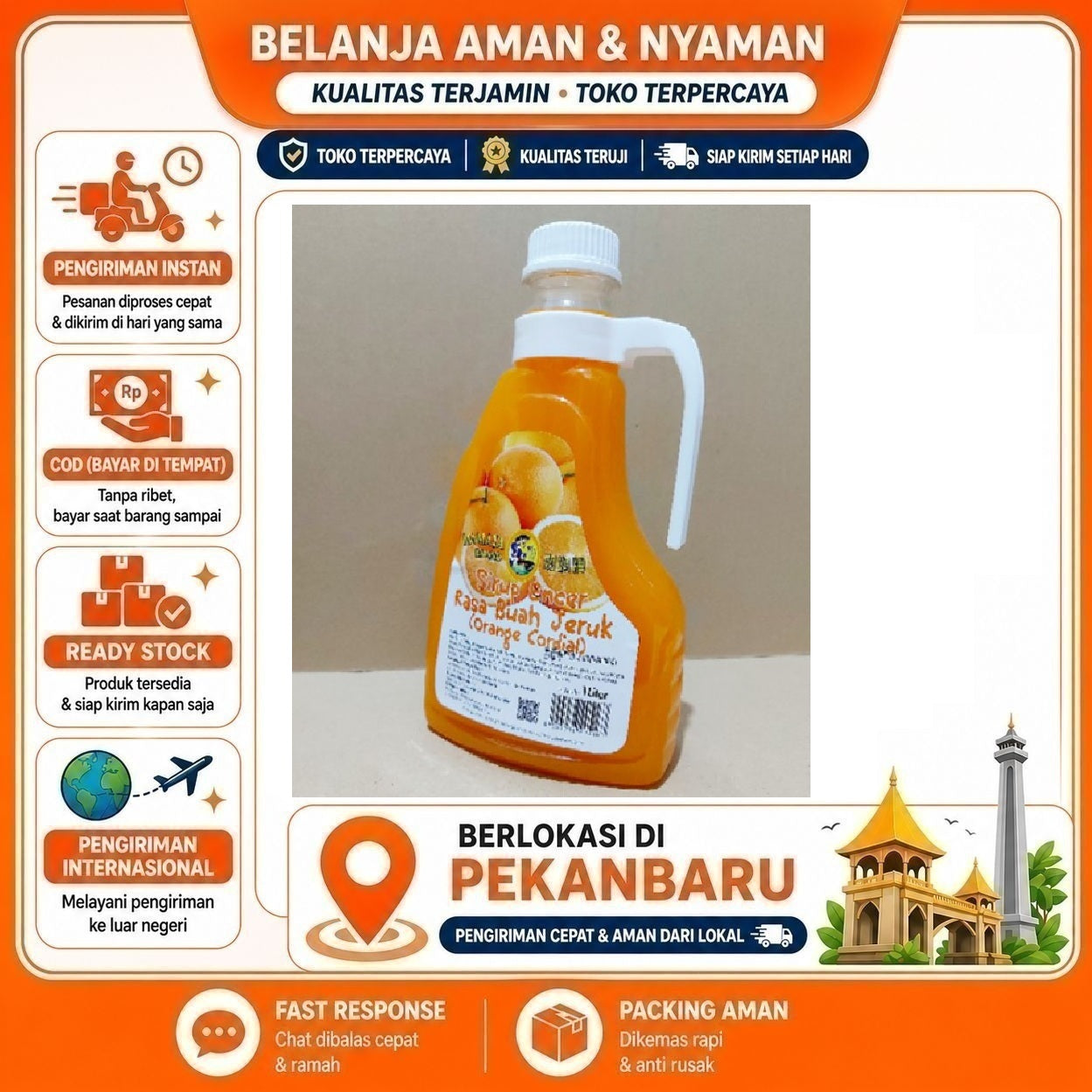 [SDW] pekanbaru/1 Liter Mamata Brand Orange Cordial Sirup Encer Rasa Buah Jeruk Bahan Minuman Halal