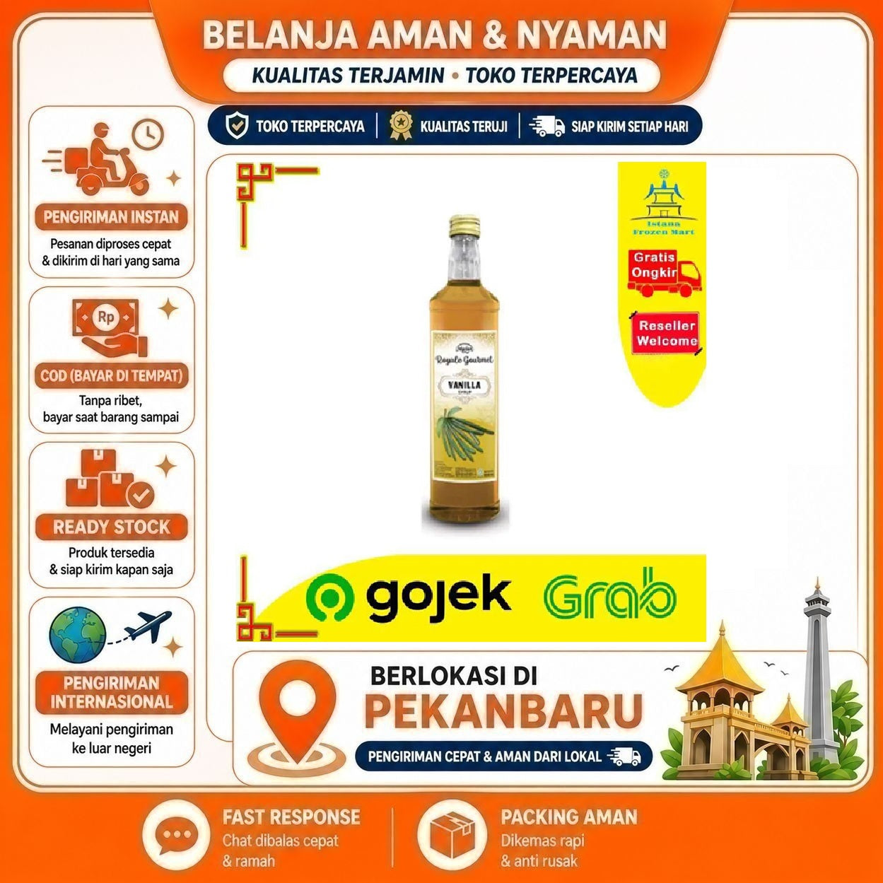 [SDW] pekanbaru/650ml Marjan Royale Gourmet Vanilla Syrup Sirup Vanila Enak Bahan Minuman Botol Kaca