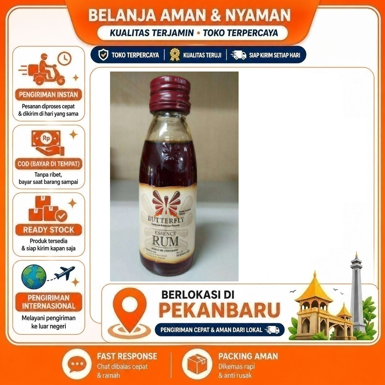 [SDW] pekanbaru/60ml Butterfly Essence Rum Campuran Pasta & Pewarna Bahan Baking Kue Makanan Halal