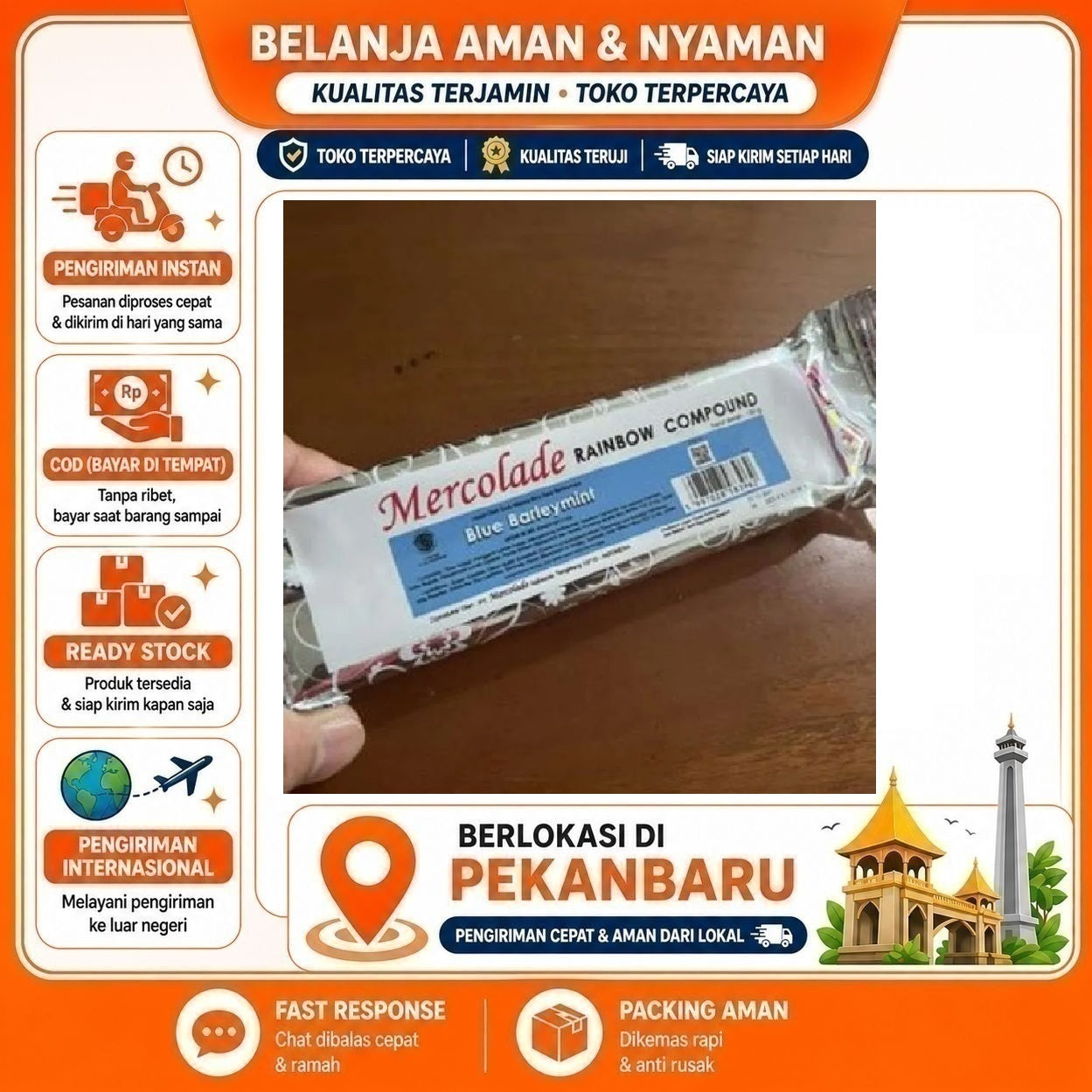 [SDW] pekanbaru/150 Gram Mercolade Blue Barleymint Rainbow Compound Warna Biru Bahan Dekorasi Kue