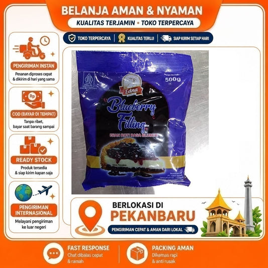 Pekanbaru 500 Gram Edna Blueberry Filling Isian Roti Rasa Bluberi Bahan Kue Donat Cake Donut