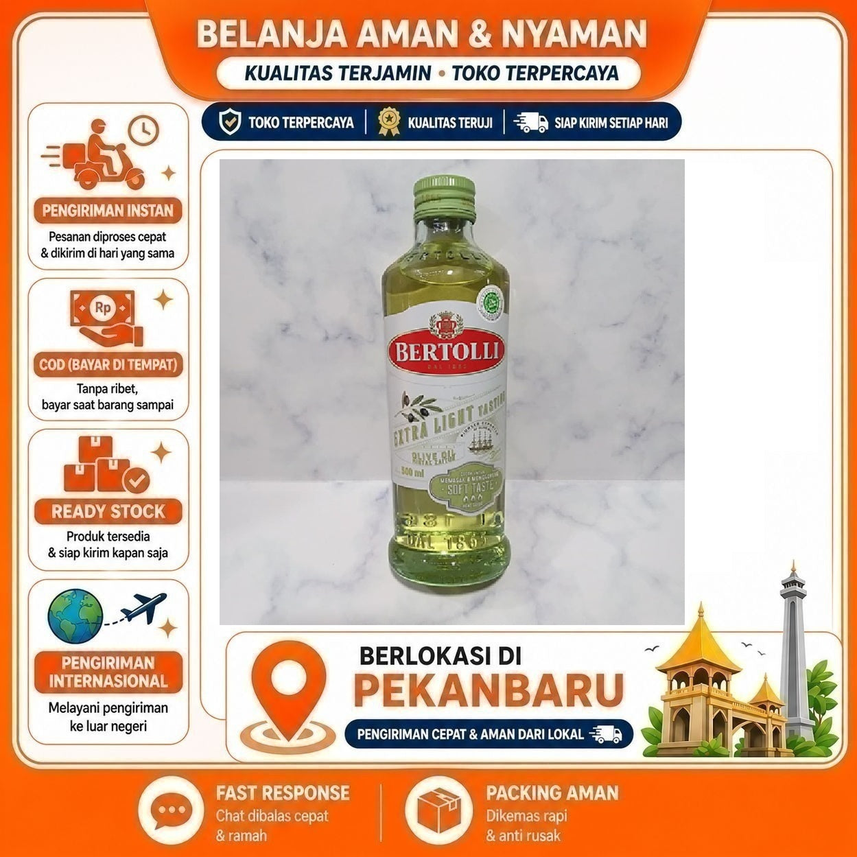 [SDW] pekanbaru/500ml Bertolli Extra Light Tasting Olive Oil Minyak Zaitun Untuk Memasak Menggoreng