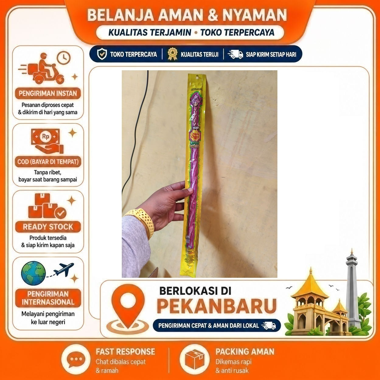 [SDW] pekanbaru/30 gr Permen Chupa Chups Crazy Raffe Sour Rasa Stroberi Vanila Strawberry Vanilla