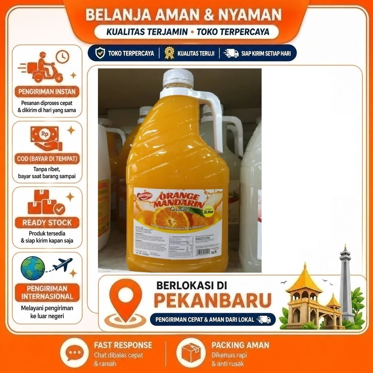 [SDW] pekanbaru/2 Liter Naraya Orange Mandarin Cordial Syrup Minuman Sirup Rasa Buah Jeruk Halal